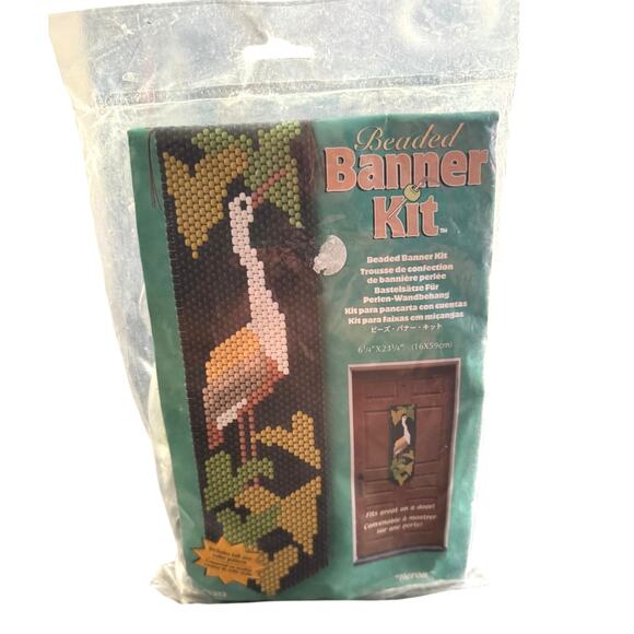 Vintage NEW Sealed Beaded Banner Kit Heron Tropical Plants The Beadery‎ #5313 - Picture 1 of 3